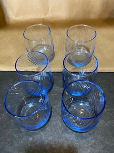 Set of 6 Vintage Libby Optic Swirl Highball Glasses Light Blue color. EUC - Picture 1 of 4