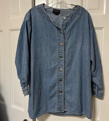 Blusa vaquera Jessi Lee azul con botones para mujer 1X de colección Foto 1 de 4