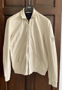 Next Men’s Size Large Zip Top Cardigan Jacket Size L Cream Pockets Casual - Picture 1 of 11