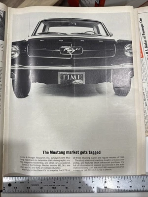 Vintage 1964 FORD Mustang Car Large Ad. Size 15x11 - Image 1 of 2