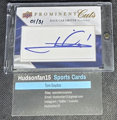 Mario Andretti 2009 Upper Deck Prominent Cuts #PC-MAR Cut Auto 1/31 F1 Driver Foto 1 de 2