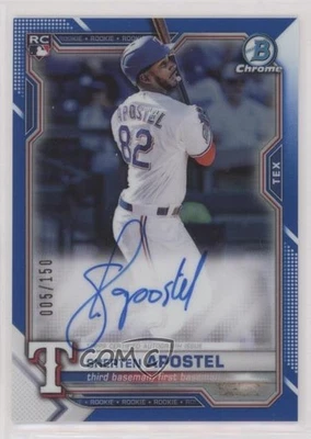 2021 Bowman Chrome Rookie Blue Refractor /150 Sherten Apostel #BCRA-SA Auto RC - Image 1 of 2