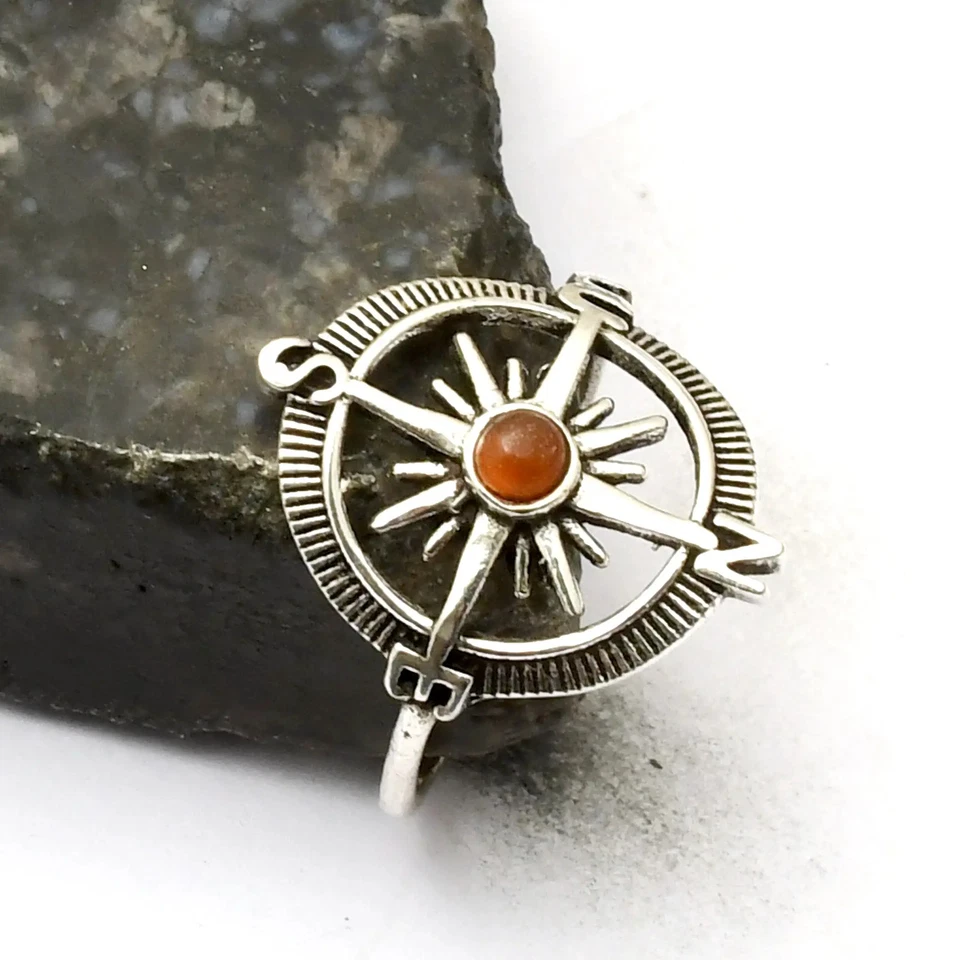 Carnelian 宝石手工戒指珠宝礼品新年美国尺寸 9 AR 42366 — 第 1/1 张图片