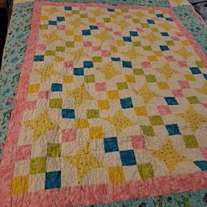 Homemade Baby Quilt 59 X 46 Animal Double Sided - Picture 1 of 9