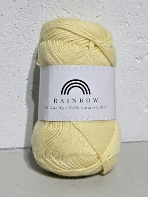 Hobbii Rainbow 8/4 Quality 100% Cotton Yarn - 1 Skein Color Light Yellow #53 - Image 1 of 3