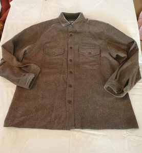 Vintage Woolrich Heavy Brown/Green Tweed Wool Field Shirt Jacket XL - Picture 1 of 11