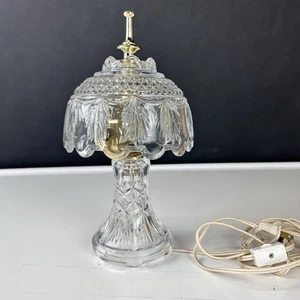 Vintage Crystal Glass Table Lamp 11” X 6” Tested Working Rollover Switch - Picture 1 of 12