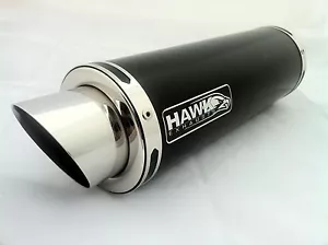 Hawk -Triumph Daytona 650 2005- lata de escape negra acero inoxidable Stubby GP carrera - Imagen 1 de 1