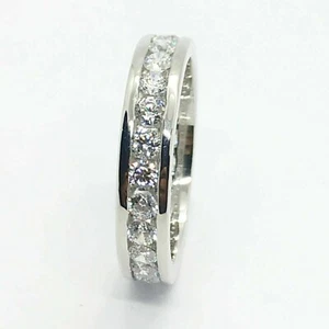 Men's 2.50 Ct Round Moissanite Anniversary Wedding Band Real 925 Sterling Silver - Picture 1 of 6