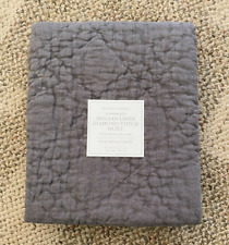 Restoration Hardware Belgian Linen Diamond Stitch Quilt Standard Sham Graphite