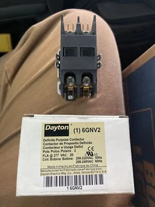 Dayton 6GNV2 definite purpose contactor 2 pole fla 277vac 20 coil 208-220v 50 hz - Picture 1 of 7