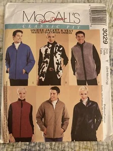 McCall Pattern 3029 Y Sml Med Lrg Unisex Mens Womens Jacket & Vest - Picture 1 of 2