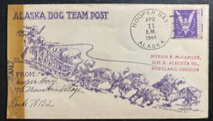 1944 Hooper Bay Alaska USA Dog Team Post Censored Cover FDC To Portland OR - Picture 1 of 2