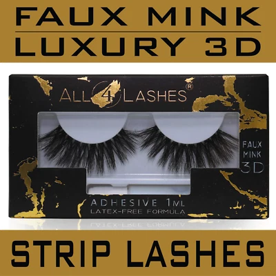 ALL4LASHES BARBADOS PARTY Faux Nerz 3D Streifen Wimpern Volumen Wimpern Verlängerung + Kleber
