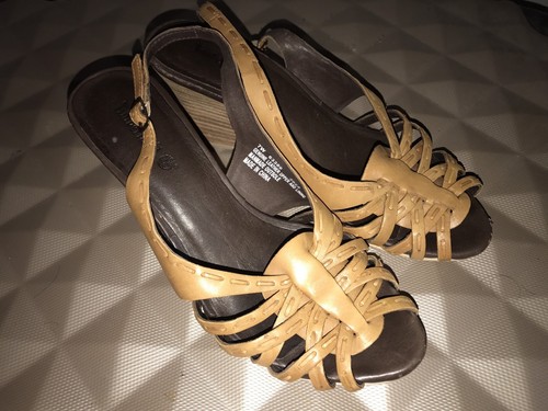 SANDALI TIMBERLAND PELLE MARRONE CHIARO SLINGBACK ZEPPA CON CINTURINO UK 5 EUR 38