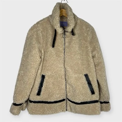 Chaqueta de peluche Madden Girl para mujer tostada mediana Sherpa piel sintética motociclista juniors Foto 1 de 4