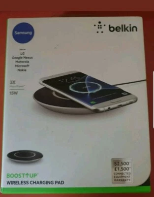 BELKIN BOOST UP WIRELESS CHARGING PAD 15W FAST Qi - INCLUDING UK PLUG !!! - Image 1 of 2