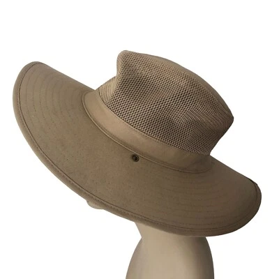 Chapéu de sol Peter Grimm Boonie tamanho único cáqui bege mistura de algodão malha ventilada - Imagem 1 de 4