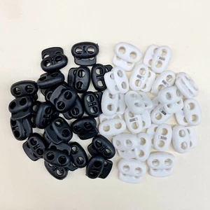 Two-Hole Spring-Loaded Cord Stopper CHOOSE: White, Black, Hold Mask Elastic - Picture 1 of 9