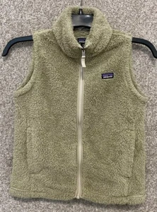 Patagonia Los Gatos Sherpa Full Zip Fleece Vest Girls Size XL 14 65490 Khaki - Picture 1 of 12