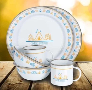Emaille Geschirr-Set CAMPFIRE 6 teilig für 2 Personen Outdoor Camping Caravan - Bild 1 von 1