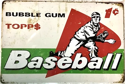 FREE SHIPPING! Buy or Make offer b4 it’s SOLD! TIN SIGN 8x12 Baseball Topps C72 - Image 1 of 4