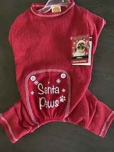 SIMPLY DOG Red Thermal Christmas PAJAMAS "SANTA PAWS" Puppy/Dog SMALL - Picture 1 of 2