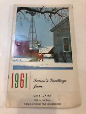 1961 City Dairy Advertising Calendar-Bay City, MI IllustTwins by Stan Ekman~AD97