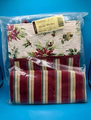 NEW Longaberger #23540 Holiday Gift Bag: Holiday Stripe / Holiday Botanical Tote - Image 1 of 2