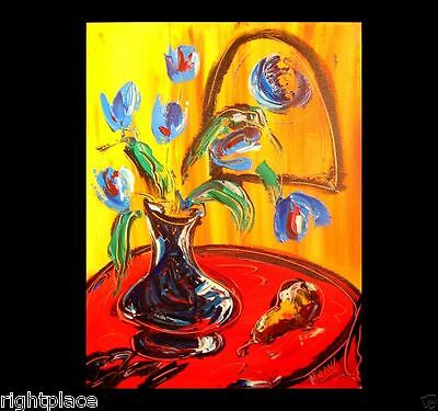 FLOWERS ON YELLOW    MARK KAZAV  Modern  Original Painting  Stretched  OIUG7T • 149€