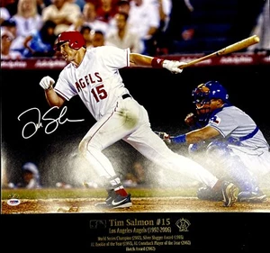 Tim Salmon Signed 16x20 Photo PSA/DNA Come 2.5 X 7 Engraved Plaque W/ Stats  - Picture 1 of 4
