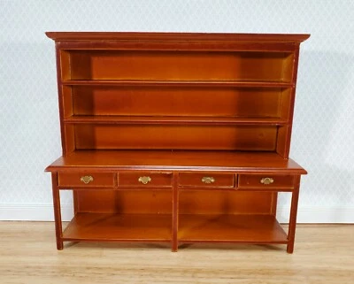 THE DOLLS HOUSE EMPORIUM Dollhouse Georgian Welsh Dresser Kitchen Cupboard 1:12 Scale Walnut Finish