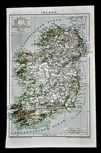 1894.Alte Landkarte:IRLAND - IRISCHE INSEL DUBLIN.Brockhaus - Bild 1 von 1