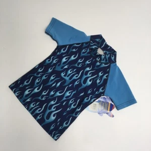 Sun Skinz, Uni Sex Rash Guard, Size 4, Blue Flames SPF 100 UV Protection NEW - Picture 1 of 7