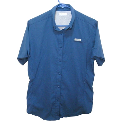 Columbia PFG Womens Medium Blue Short Sleeve Vented Fishing Travel Shirt Top - Image 1 of 4