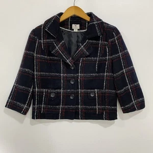 Worthington Petite Blazer Women's Size PS Black White and Red Plaid Career - Picture 1 of 9