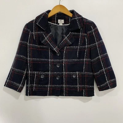 Blazer Worthington Petite para mujer talla PS negro blanco y rojo a cuadros carrera Foto 1 de 4