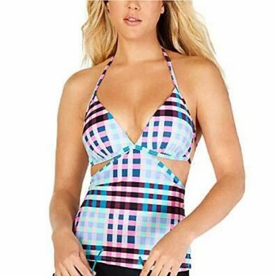 Camiseta Tankini Hula Honey Check It Out Copa Moldeada Nylon Mediana Nueva con Etiquetas Foto 1 de 4