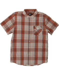 RIP CURL Mens Standard Fit Short Sleeve Shirt Medium Brown Check Cotton CS52 - Picture 1 of 3