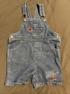 Vintage Harley Davidson Denim Bib Overalls kids 24mo Y2K - Image 1 of 4