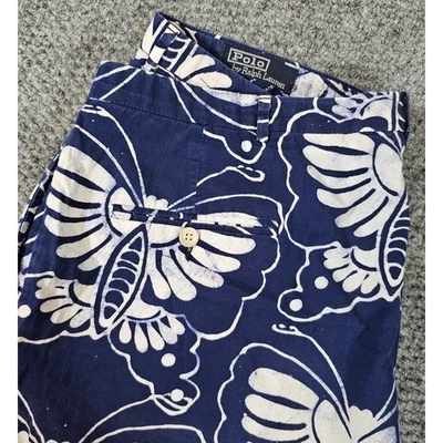 Polo Ralph Lauren Butterfly Print Shorts Casual Summer Blue White 38" read Mens - Image 1 of 4