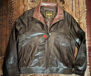 Chaqueta Bomber de Cuero Marrón Hecha en Italia Para Hombre Talla XL Cuero Italiano Talla 52 - Imagen 1 de 23
