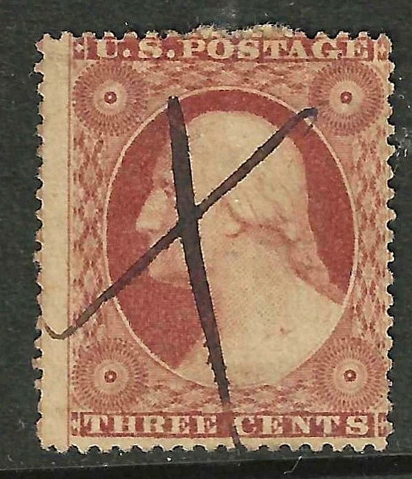 Pluma Sc #26 Fancy Cancelar 3 centavos Washington 1857-1861 EE. UU. 62B33 Foto 1 de 1