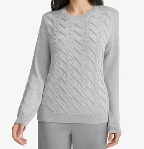 Suéter tejido con cable plateado metálico Calvin Klein 2X nuevo con etiquetas - Imagen 1 de 6