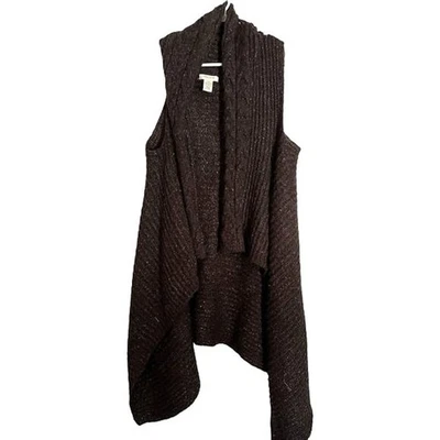 Vertigo Paris Shawl Womens Size M Brown Wool Open Cardigan Sleeveless Wrap Sweat - Image 1 of 4