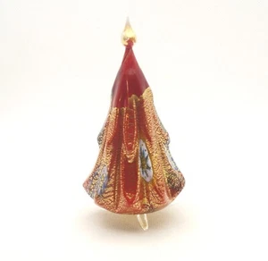 New Murano Millefiori Red Christmas Tree Figurine with Gold Italian Art Glass - Picture 1 of 3