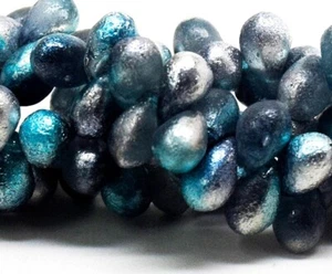Azure Celestial Etched, 4x6, 6x4mm, 10 drop beads, tear drops, (b) (4x6-83) - Picture 1 of 1
