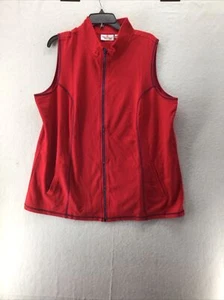 Quacker Factory 1X Red Vest w/ Bejeweled Zipper - Picture 1 of 4