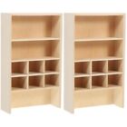  2pcs Doll House Storage Cabinet Mini Wooden Bookshelf Cabinet Dollhouse Wood
