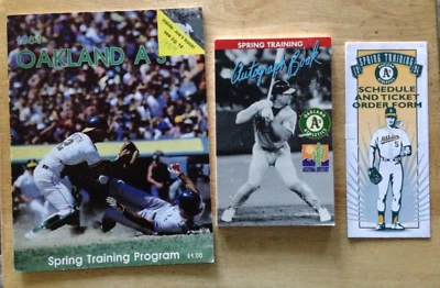 RIP OAKLAND ATHLETICS: SPRING TRAINING PROGRAM, FLYER, AUTOGRAPH BOOK (McGWIRE) - Image 1 of 4